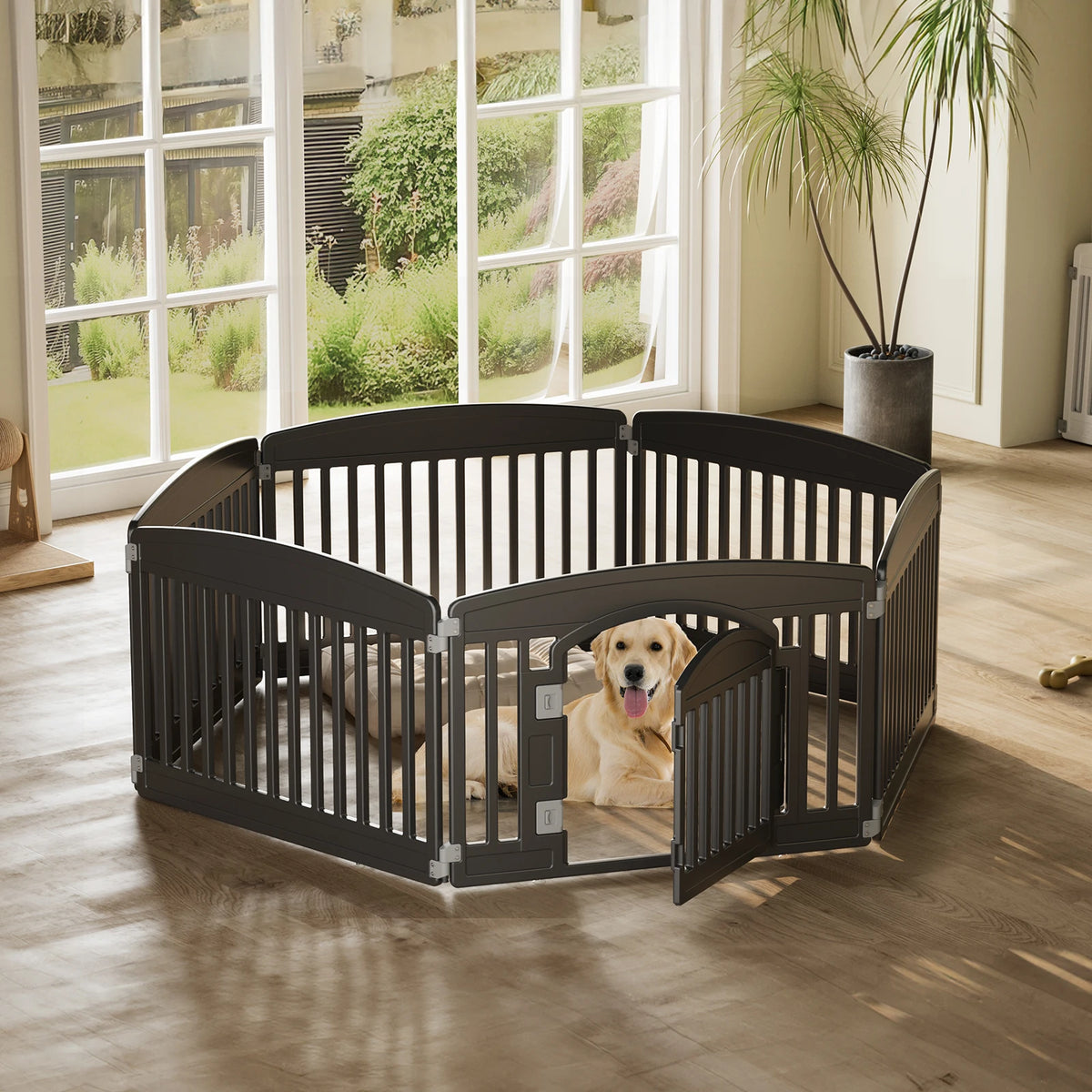 JHK Plastic Dog Playpen Expandable Portable Pet Fence