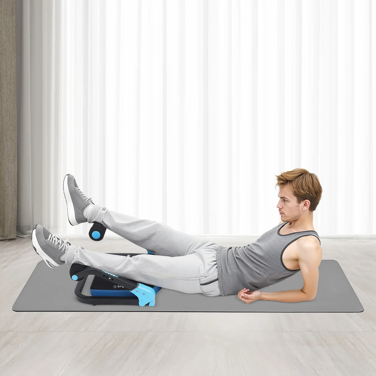 Foldable Abdominal Trainer With Adjustable Resistance And Steel Frame
