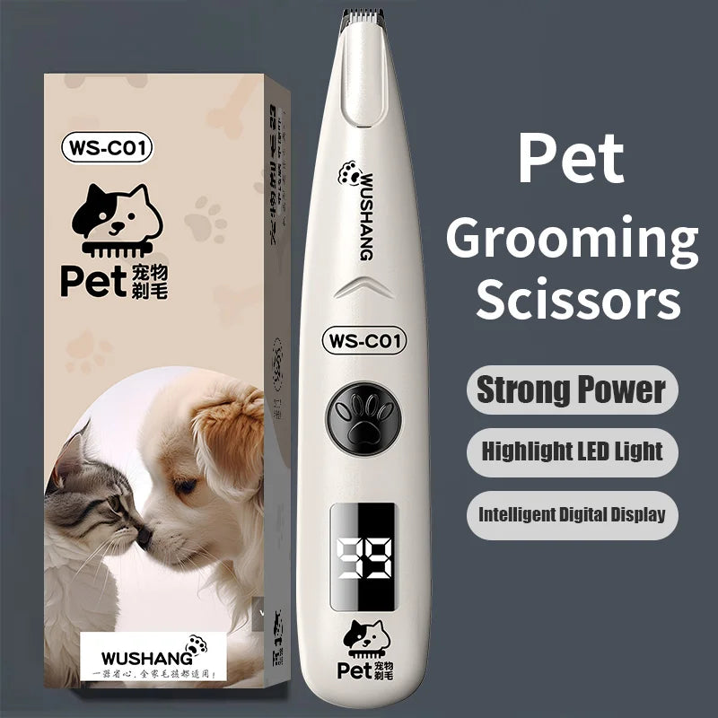 Waterproof Low Noise Pet Dog Hair Trimmer With Led Light
