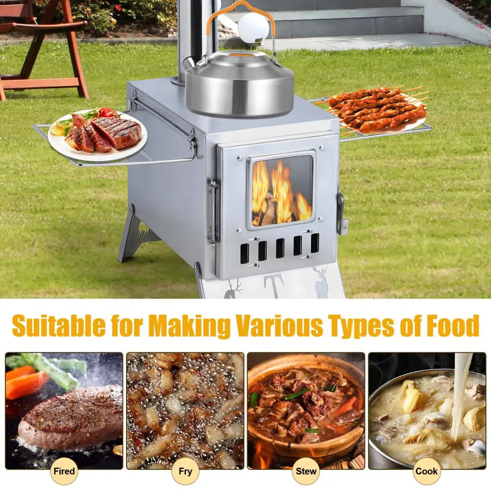 Stainless Steel Wood Burning Camping Stove For Outdoor Heating