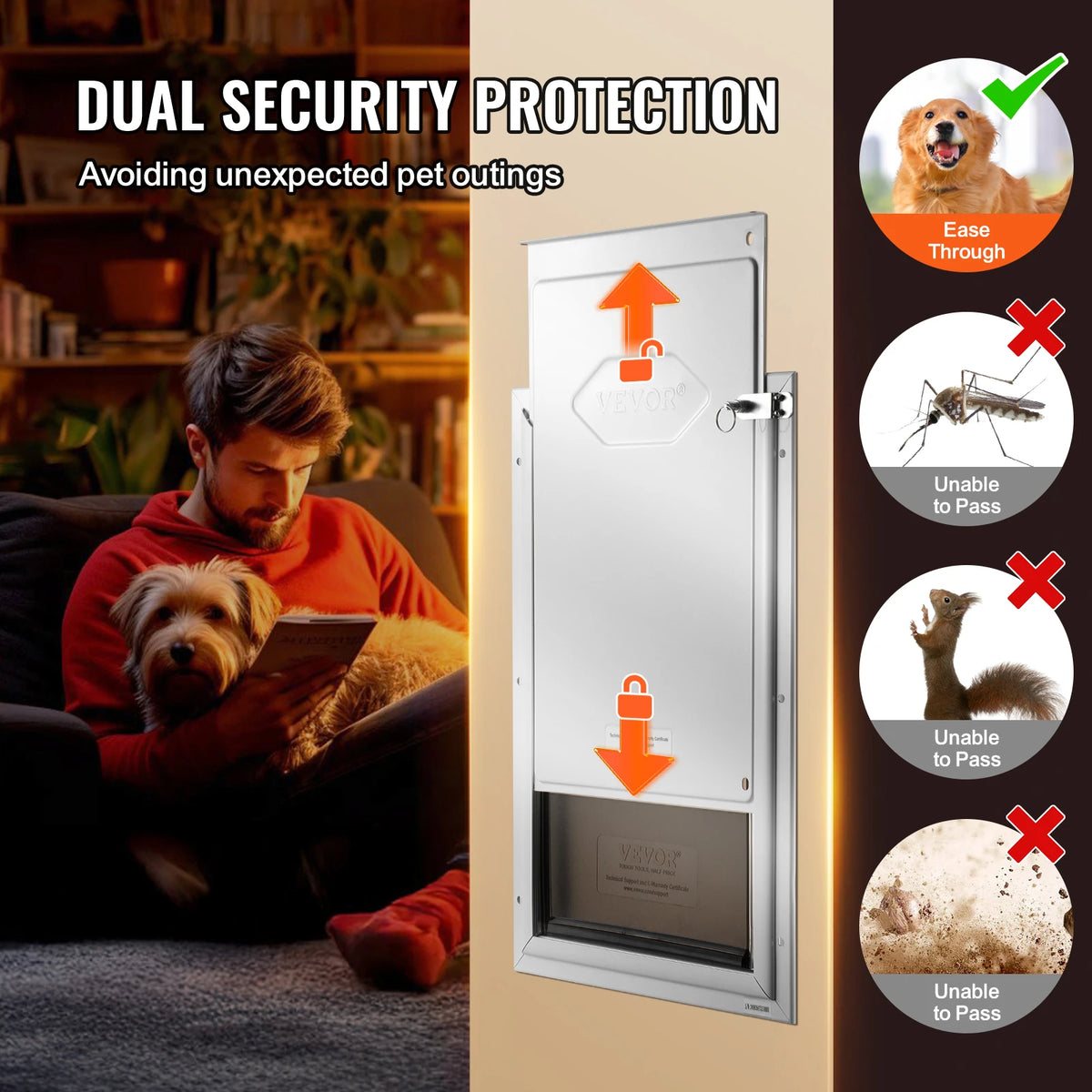 SucceBuy Weatherproof Aluminum Pet Door With Lock And Flap System