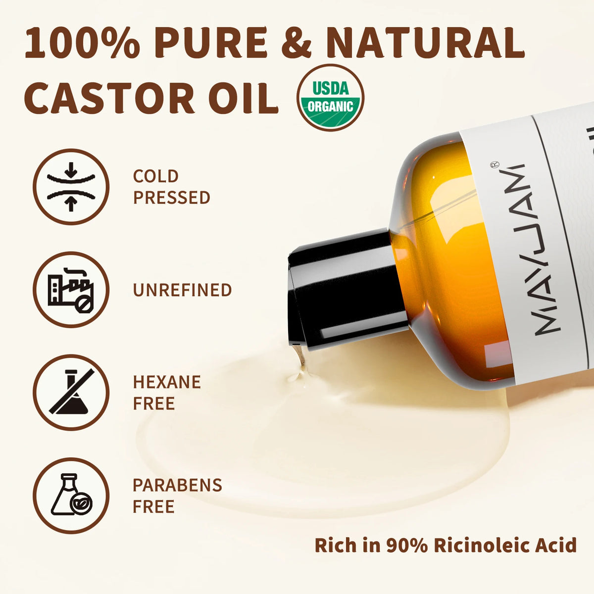 Mayjam Organic Cold Pressed Castor Oil For Hair And Skin