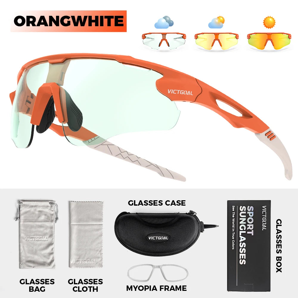 Victgoal Photochromic Cycling Sunglasses UV400 Protection Windproof TR90 Frames