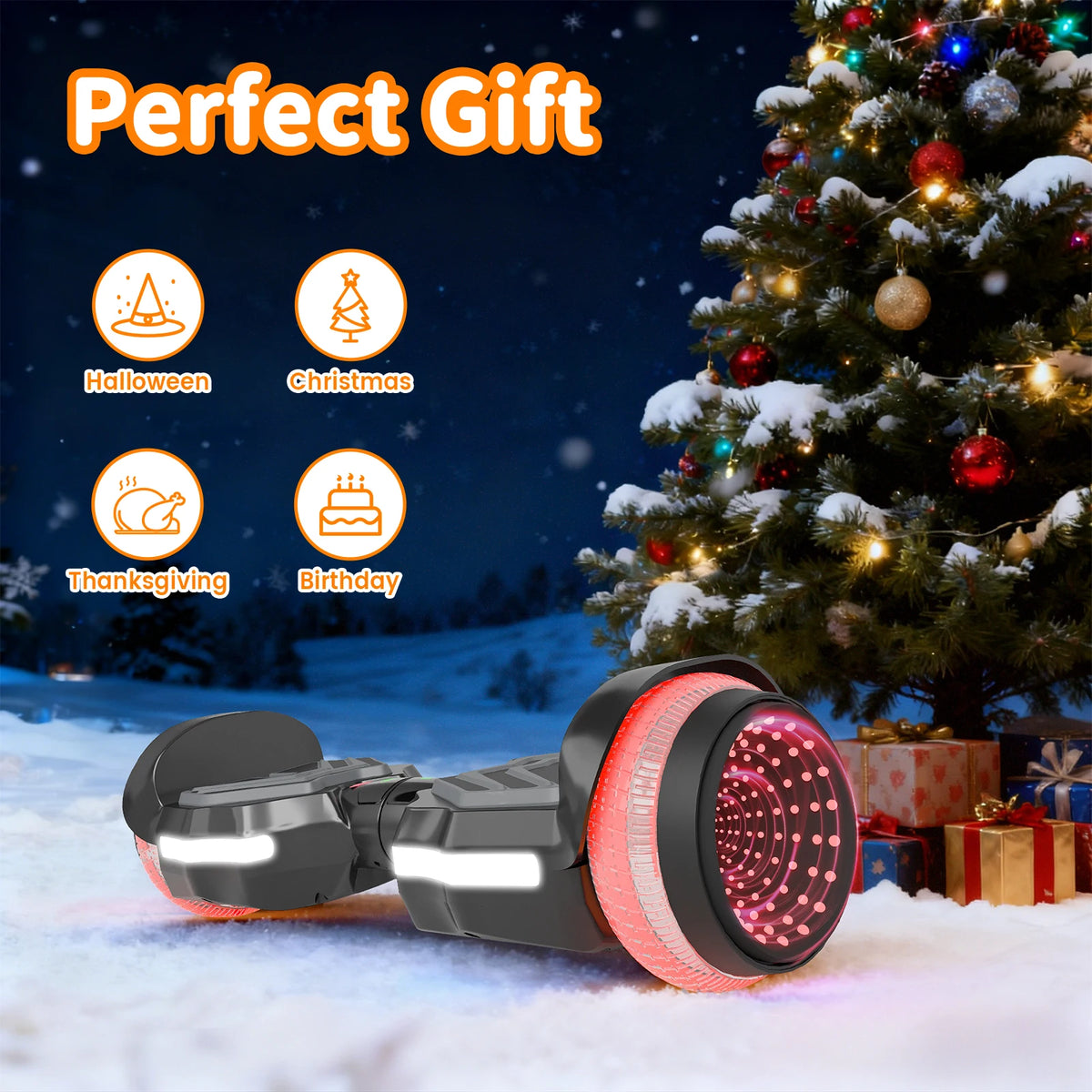 Simate Childrens Electric Self Balancing Scooter With Led Lights