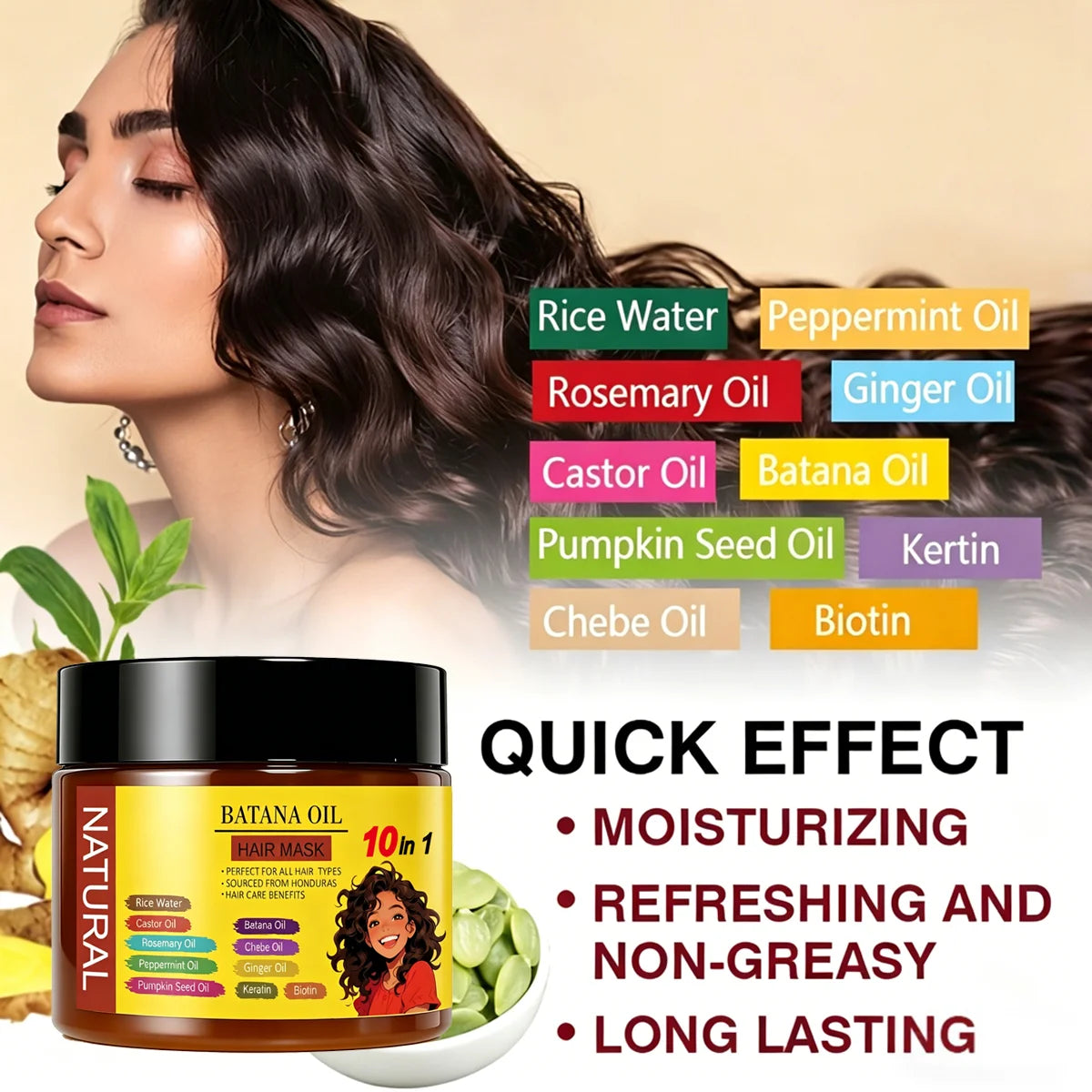 Batana Oil Hair Mask Curl Cream And Rosemary Oil Set
