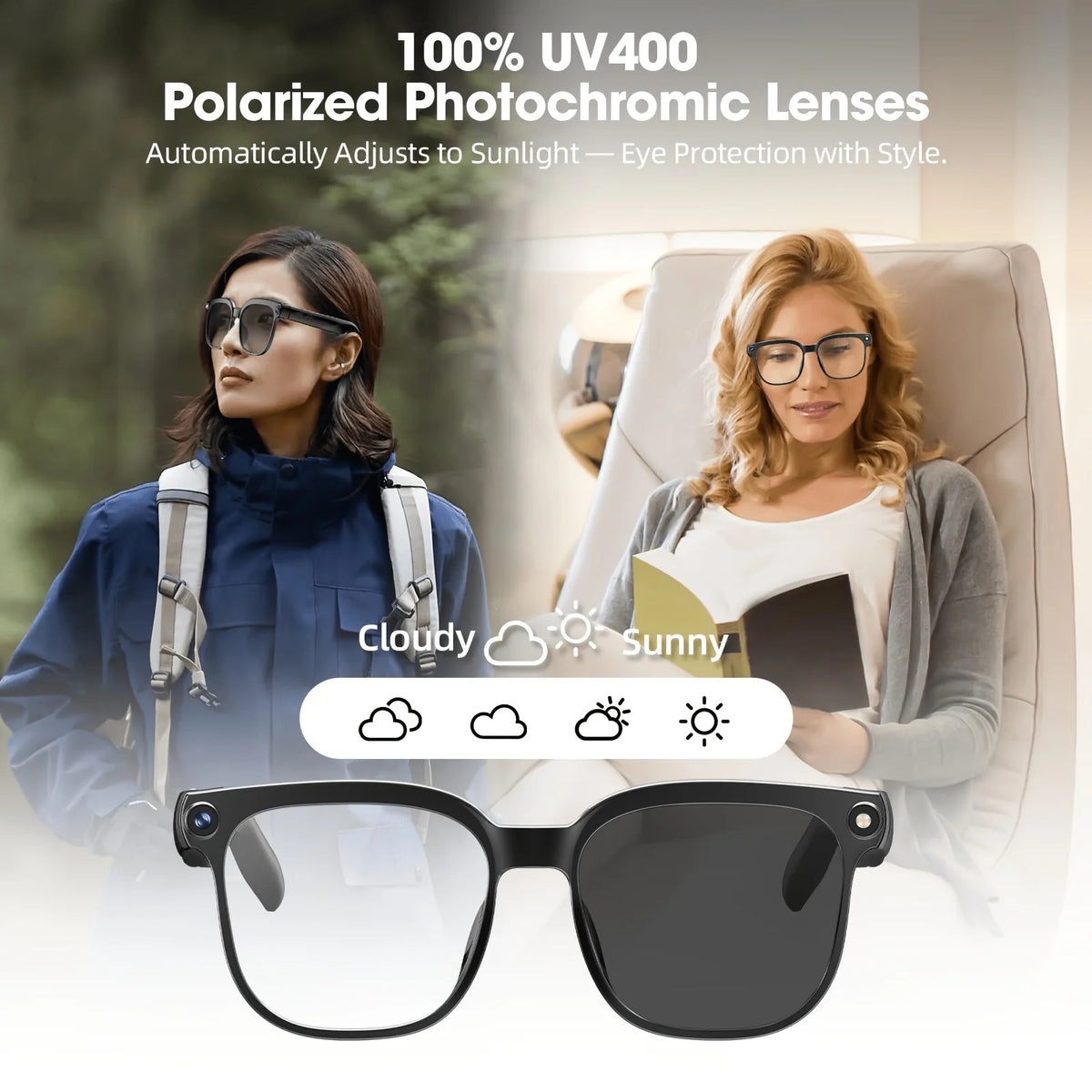 Smart Camera Glasses With 8MP HD Video Bluetooth Translator