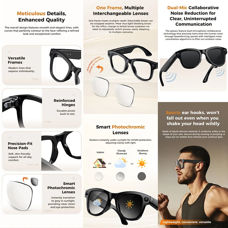 Yaocx AI Smart Glasses Featuring 32Gb Memory And 800W Camera