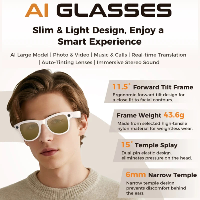 Yaocx AI Smart Glasses Featuring 32Gb Memory And 800W Camera
