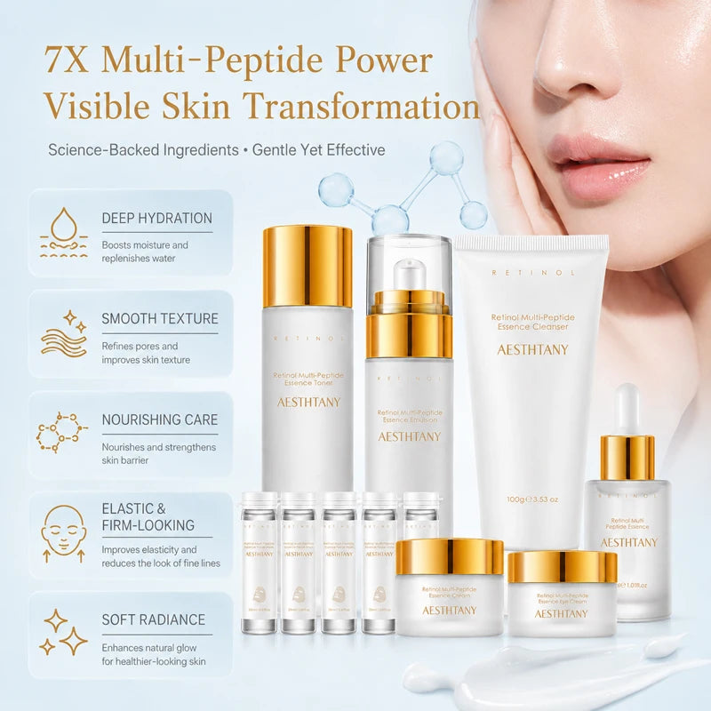 Retinol Multi Peptide Skincare Set For Hydrating Facial Care