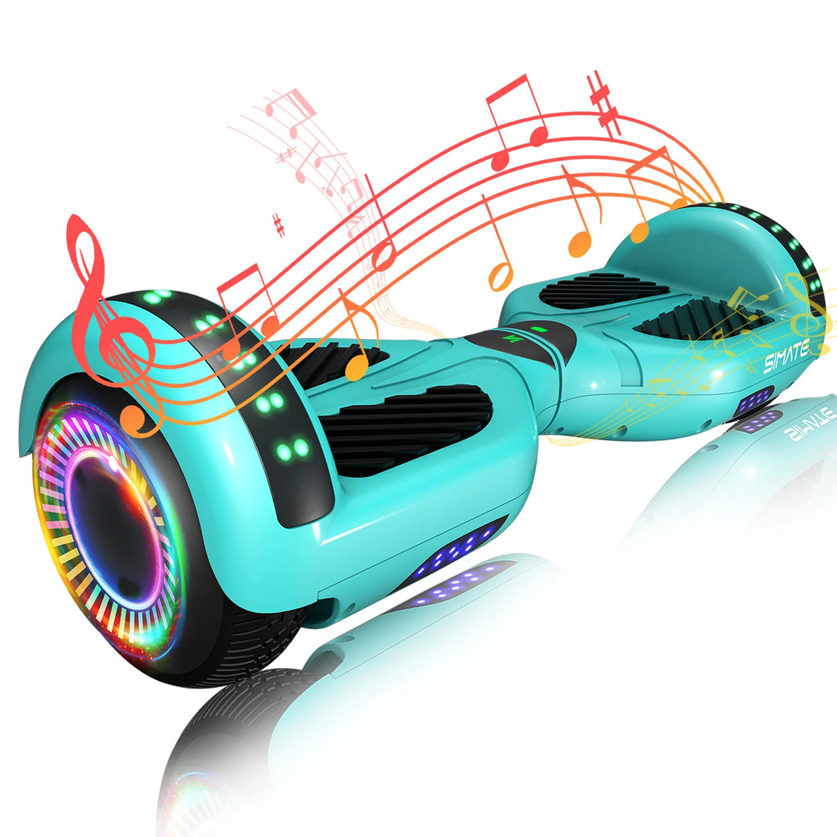 Simate Self Balancing Hoverboard With Bluetooth Speaker And LED Lights