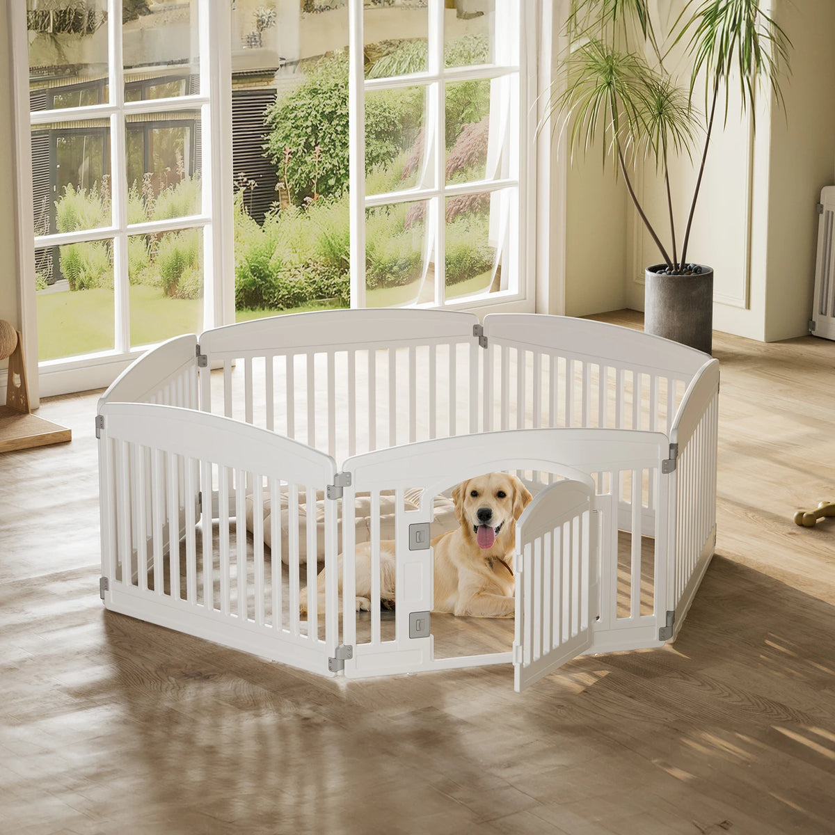 JHK Plastic Dog Playpen Expandable Portable Pet Fence