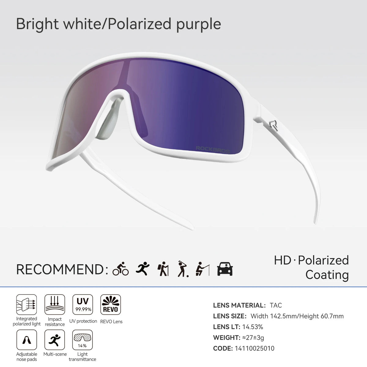 Rockbros Polarized Cycling Sunglasses UV400 Outdoor Sports Eyewear