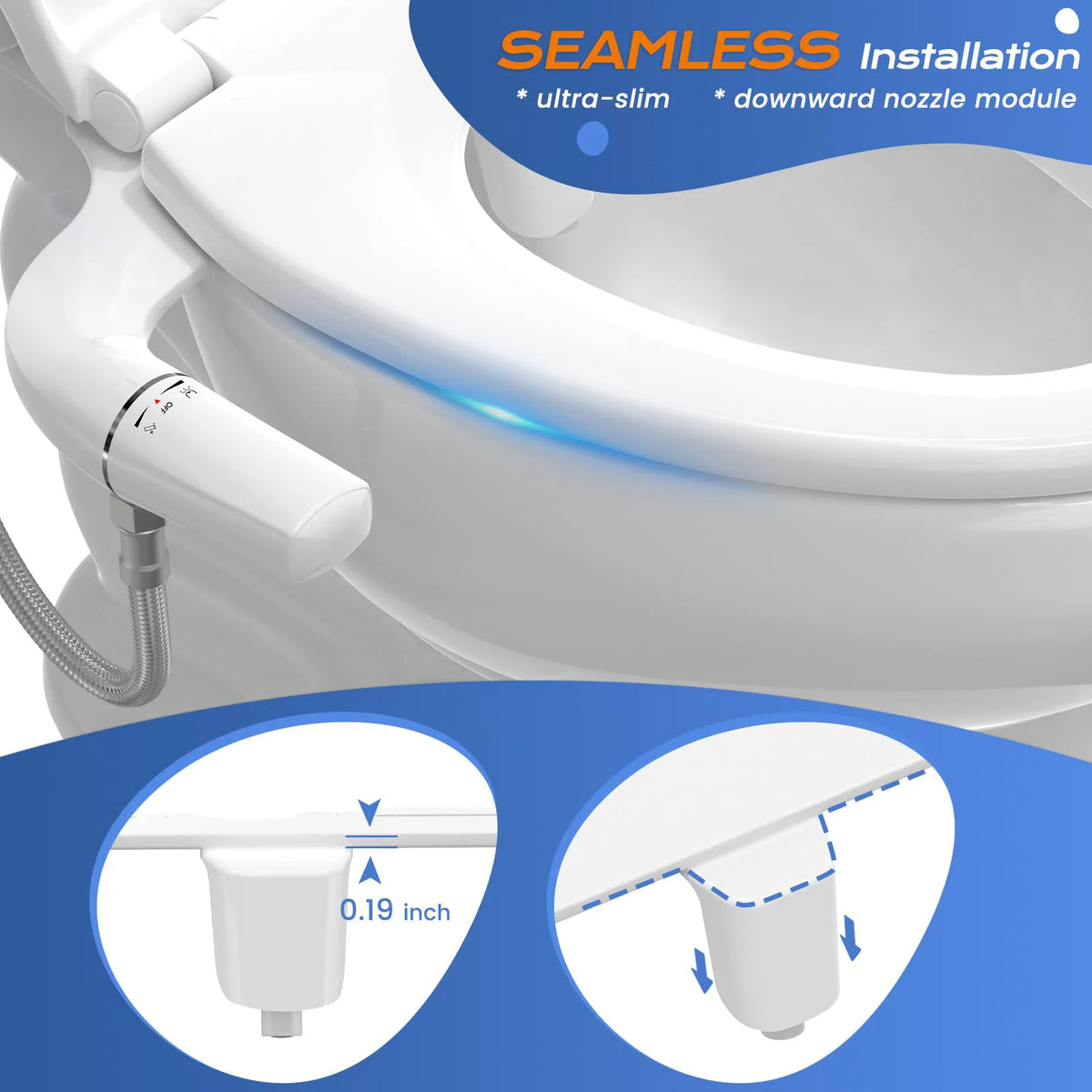 Dual Nozzle Self Cleaning Wall Mounted Bidet Attachment