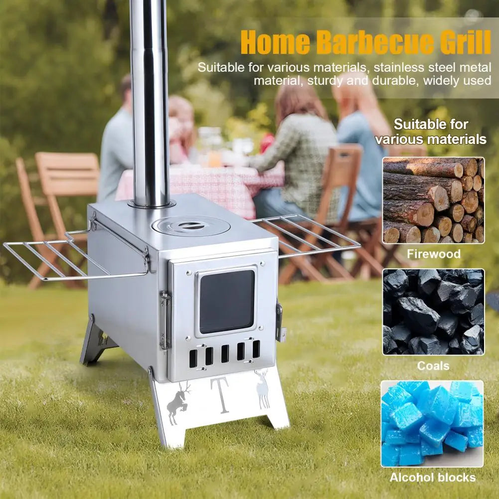 Stainless Steel Wood Burning Camping Stove For Outdoor Heating