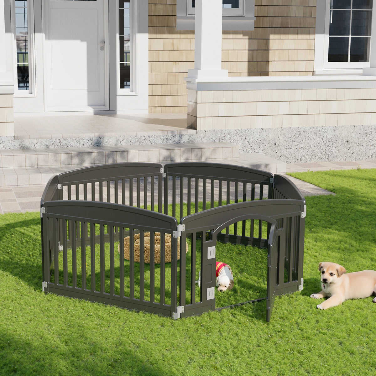 JHK Plastic Dog Playpen Expandable Portable Pet Fence