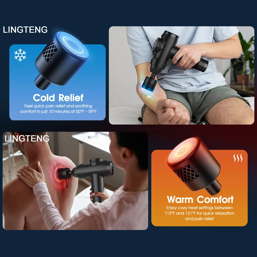 Lingteng Hot Cold Deep Tissue Percussion Handheld Massage Gun