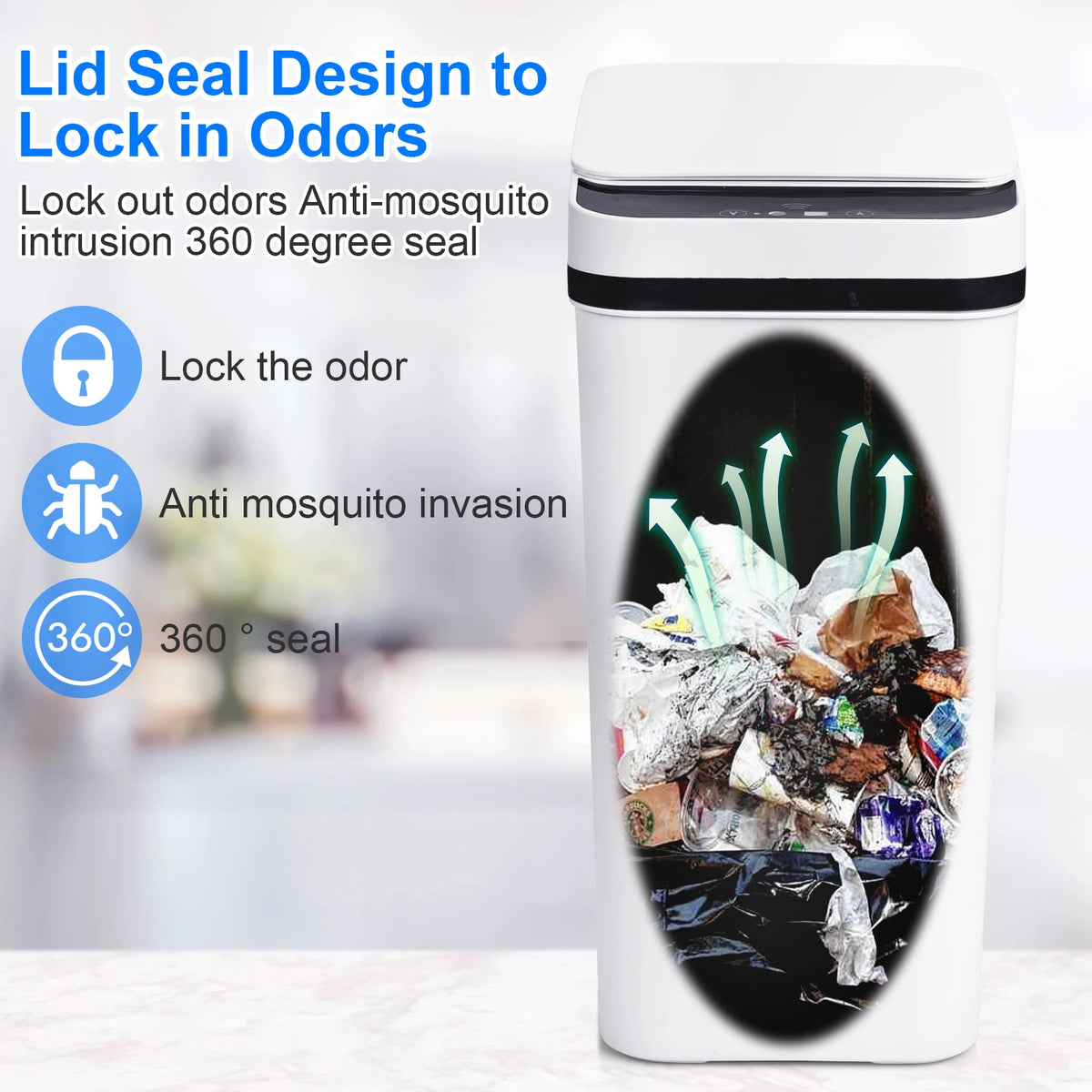 Automatic Touchless Motion Sensor Trash Can With Lid