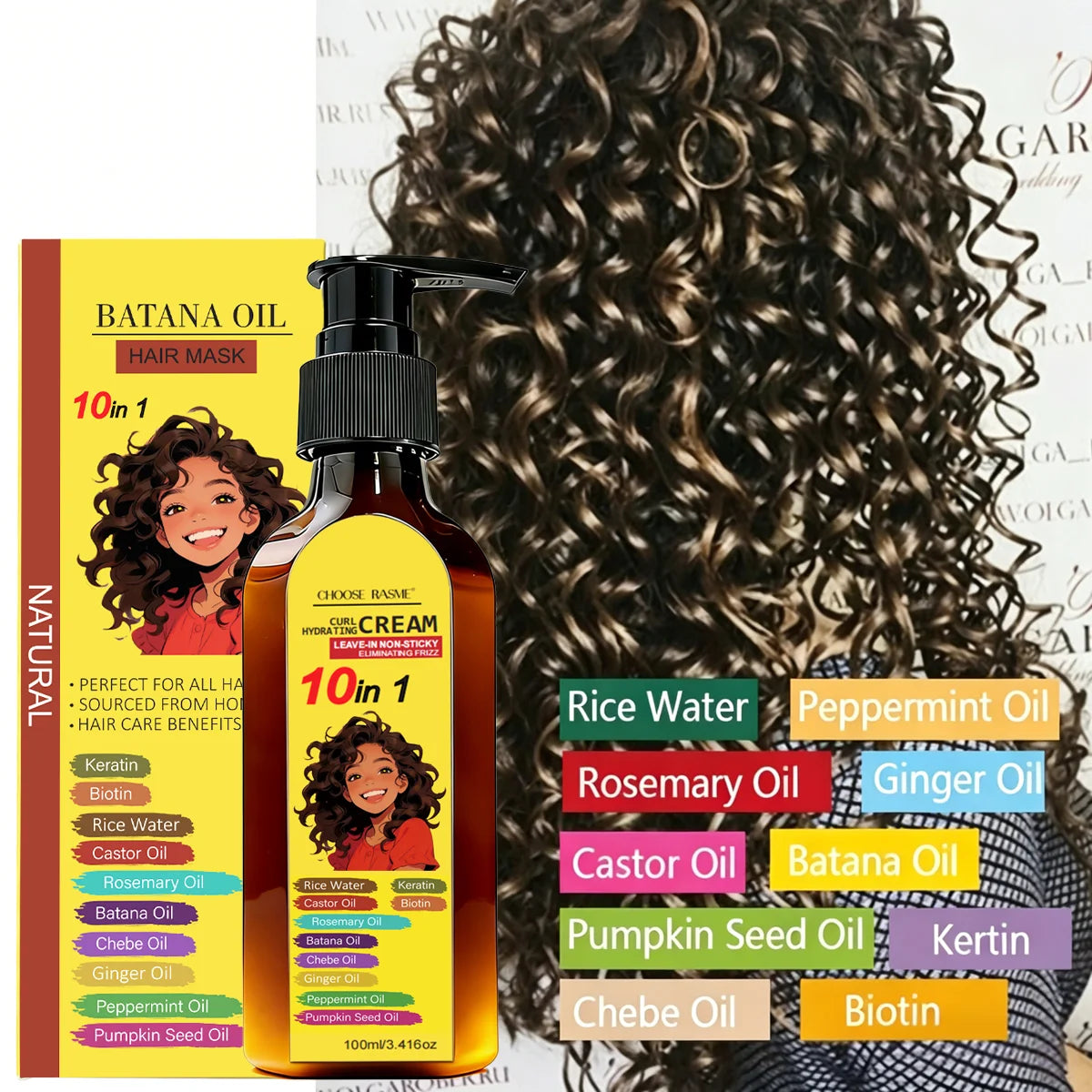 Batana Oil Hair Mask Curl Cream And Rosemary Oil Set