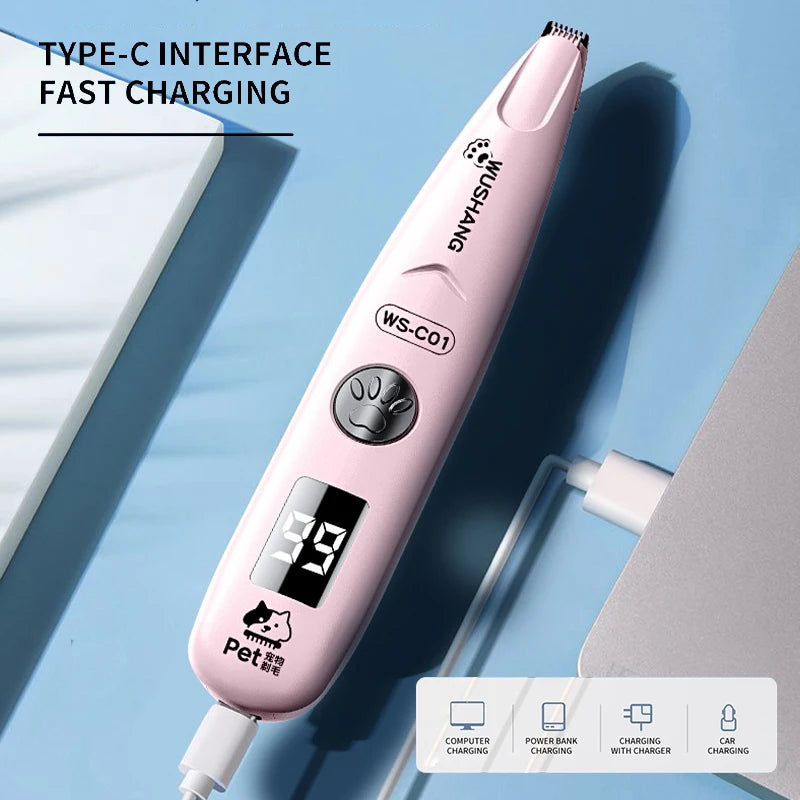 Waterproof Low Noise Pet Dog Hair Trimmer With Led Light
