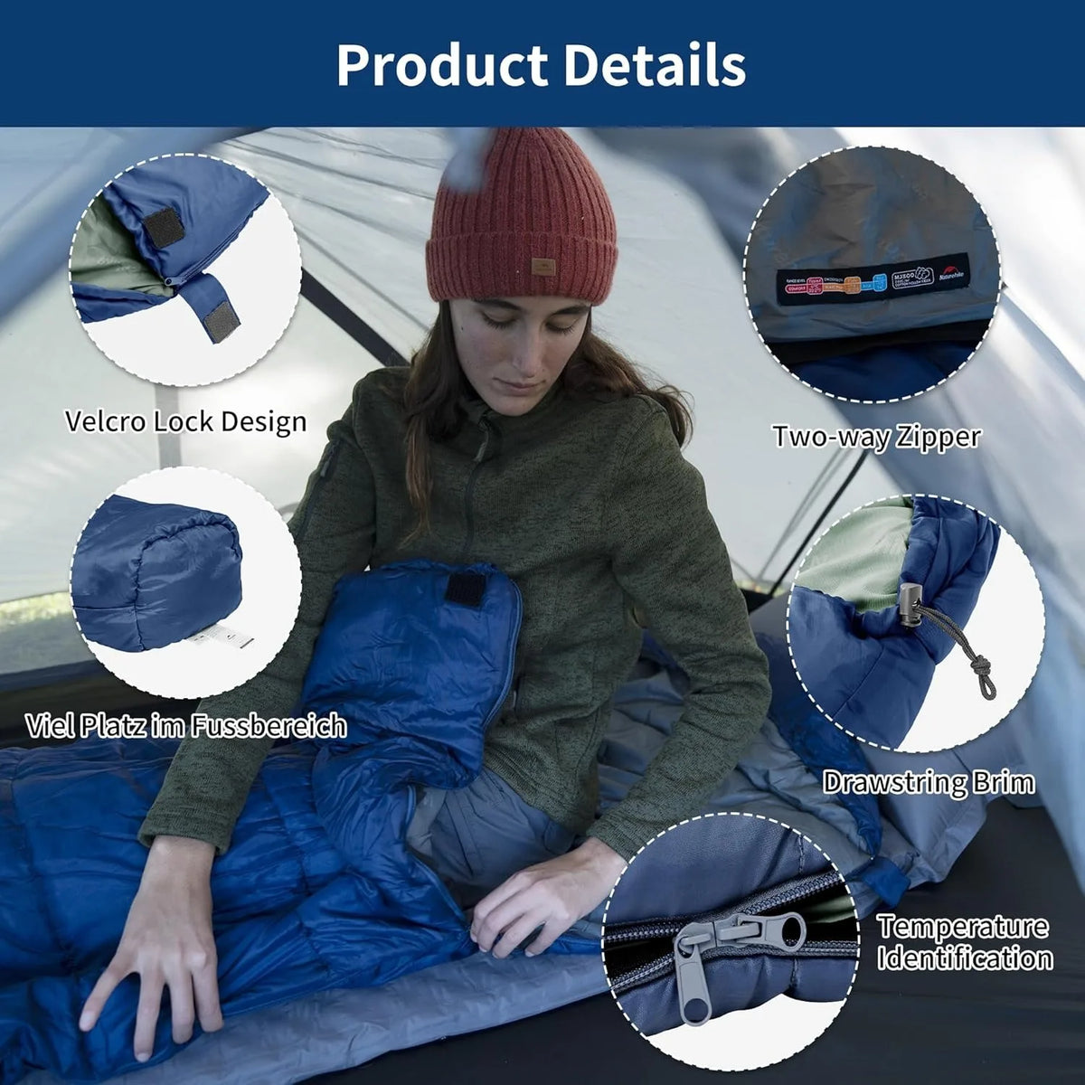 Naturehike Adult Mummy Sleeping Bag Winter Camping Warm Poly Filled