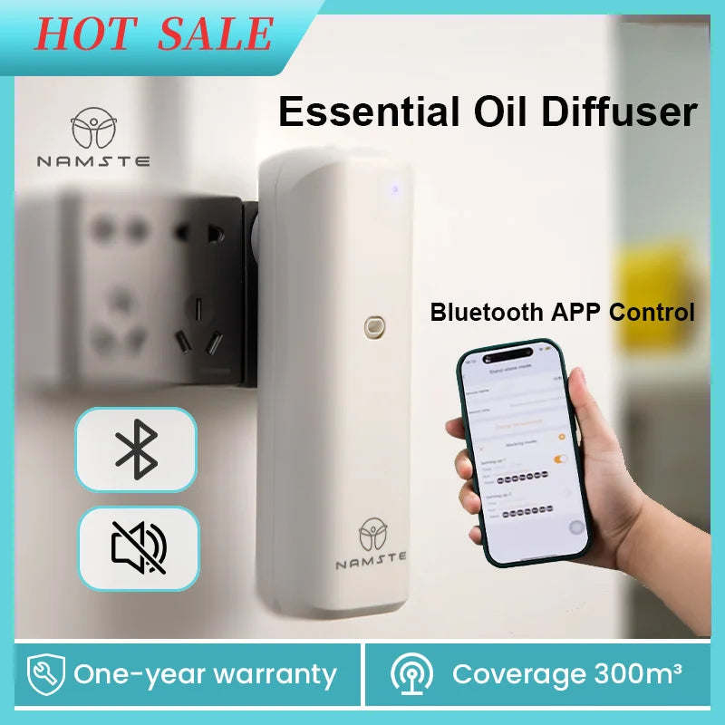 NAMSTE Portable Waterless Oil Diffuser Bluetooth Control Scent Air Machine Fragrance Scent Diffuser Plug-in Wall for Home Office