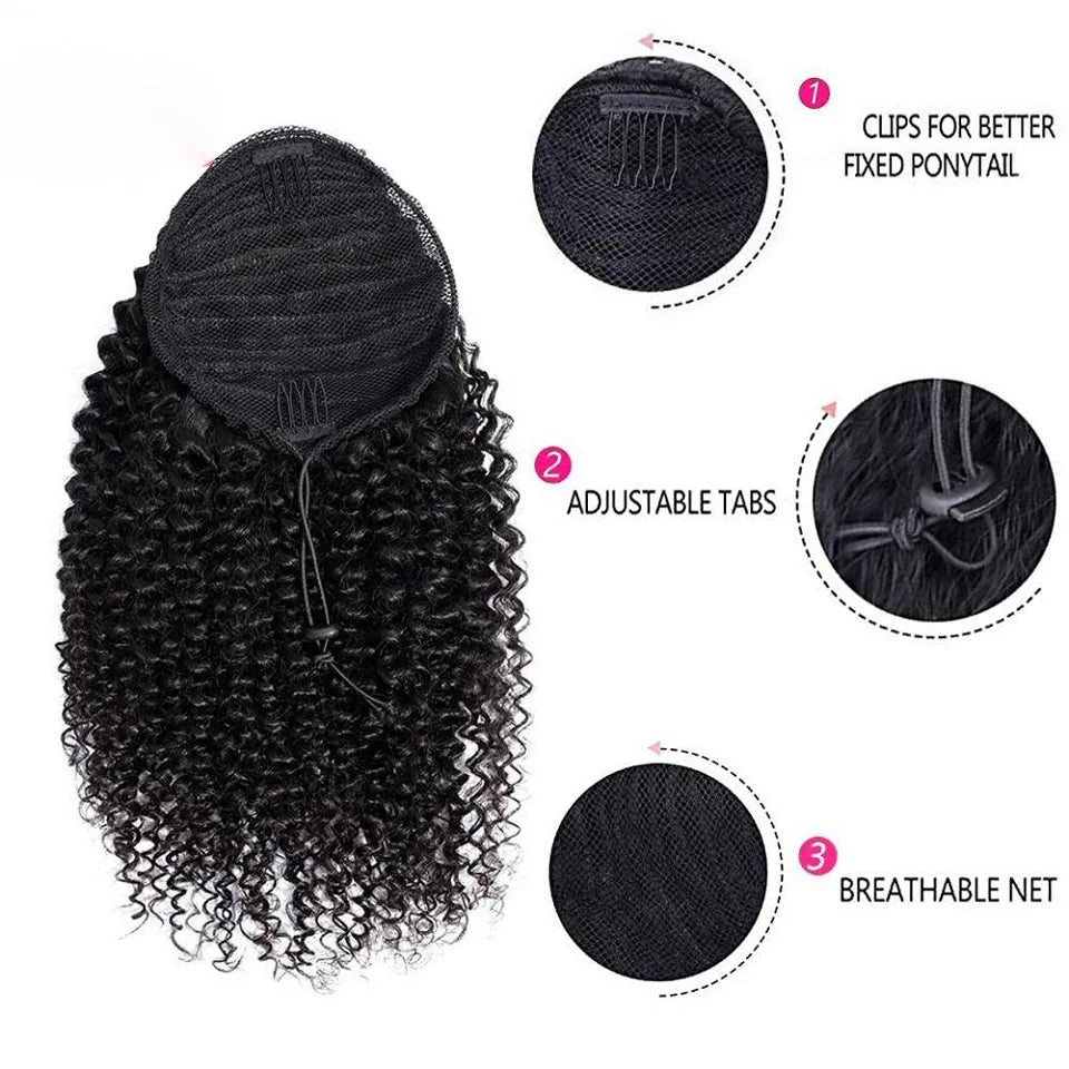 Baierte Clip In Drawstring Ponytail Human Hair Extensions
