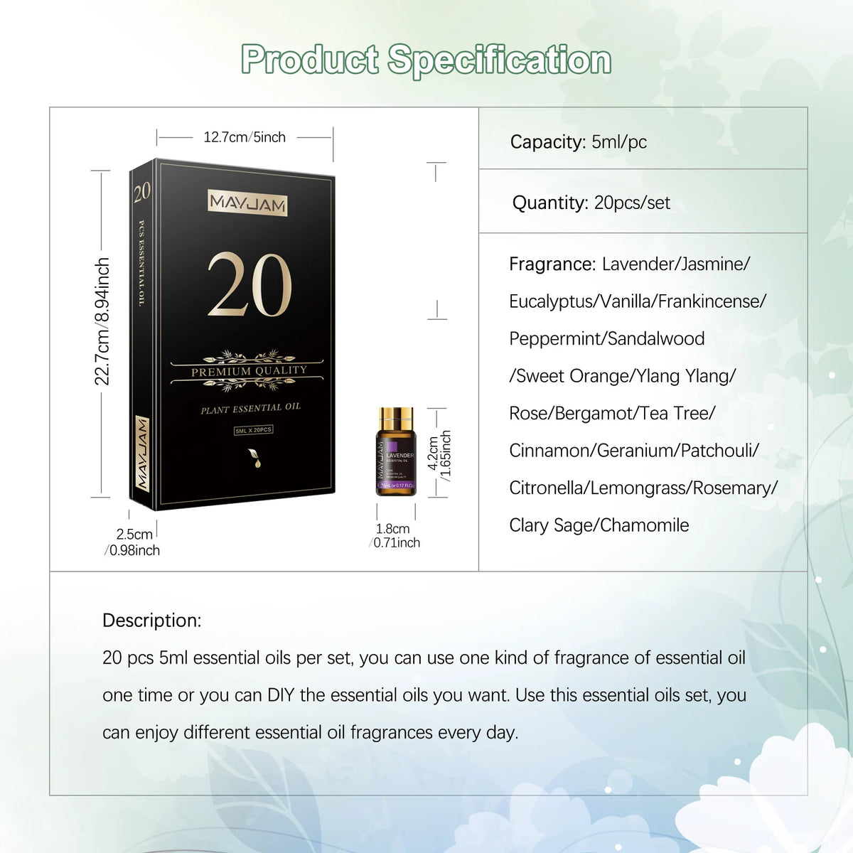 Mayjam Pure Essential Oils Set For Home Aromatherapy Diffusers