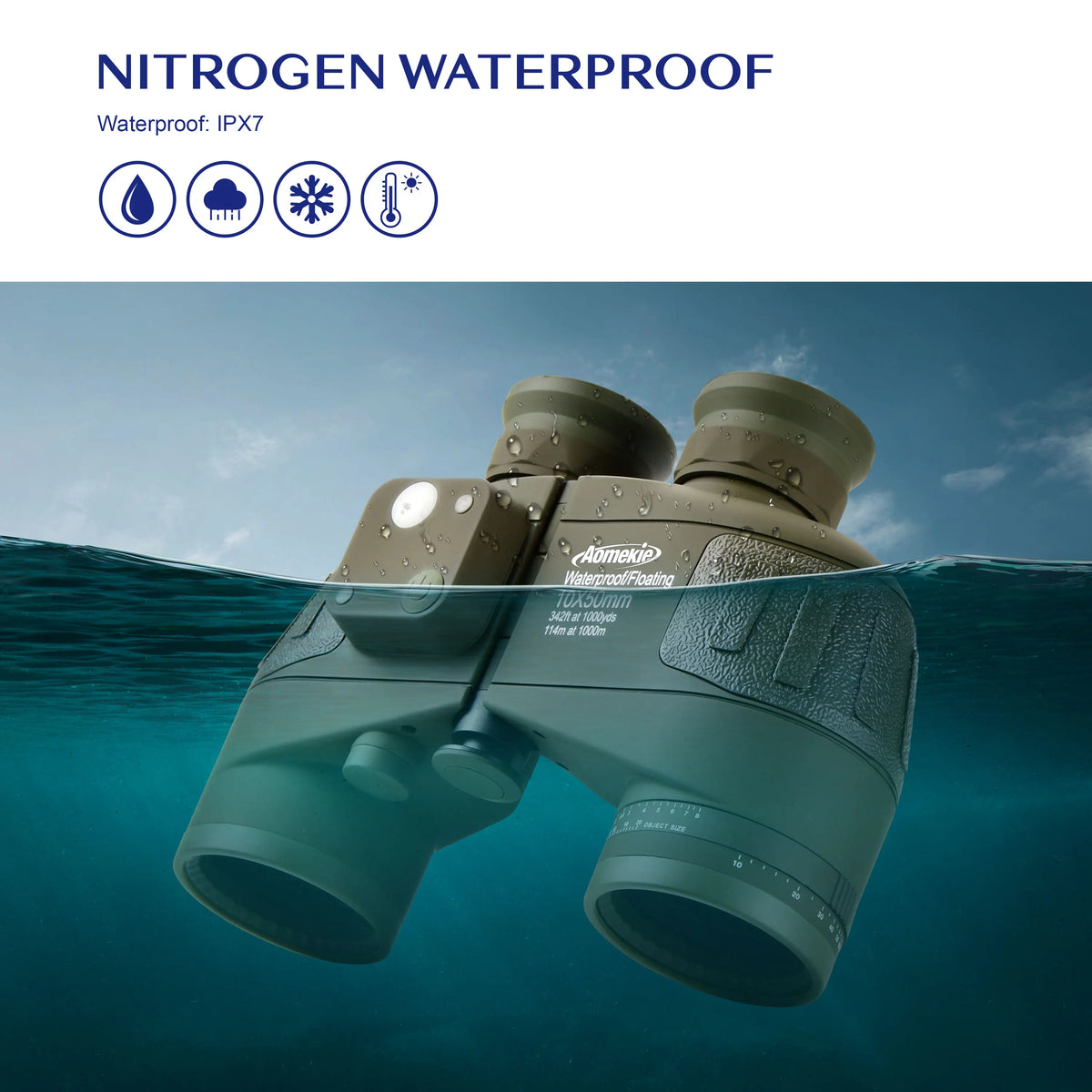 HD Marine Binoculars With Rangefinder And Compass Waterproof