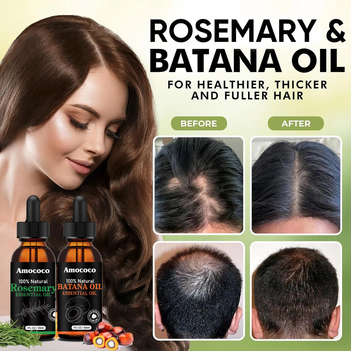 Amococo Rosemary Batana Hair Oil Duo For Dry Frizzy Hair