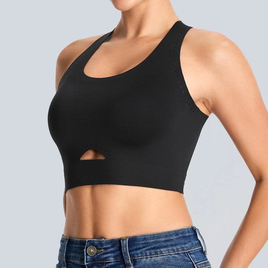 THE GYM PEOPLE Women's Wireless Cross Back Sports Bras Padded Low Impact Seamless Bra