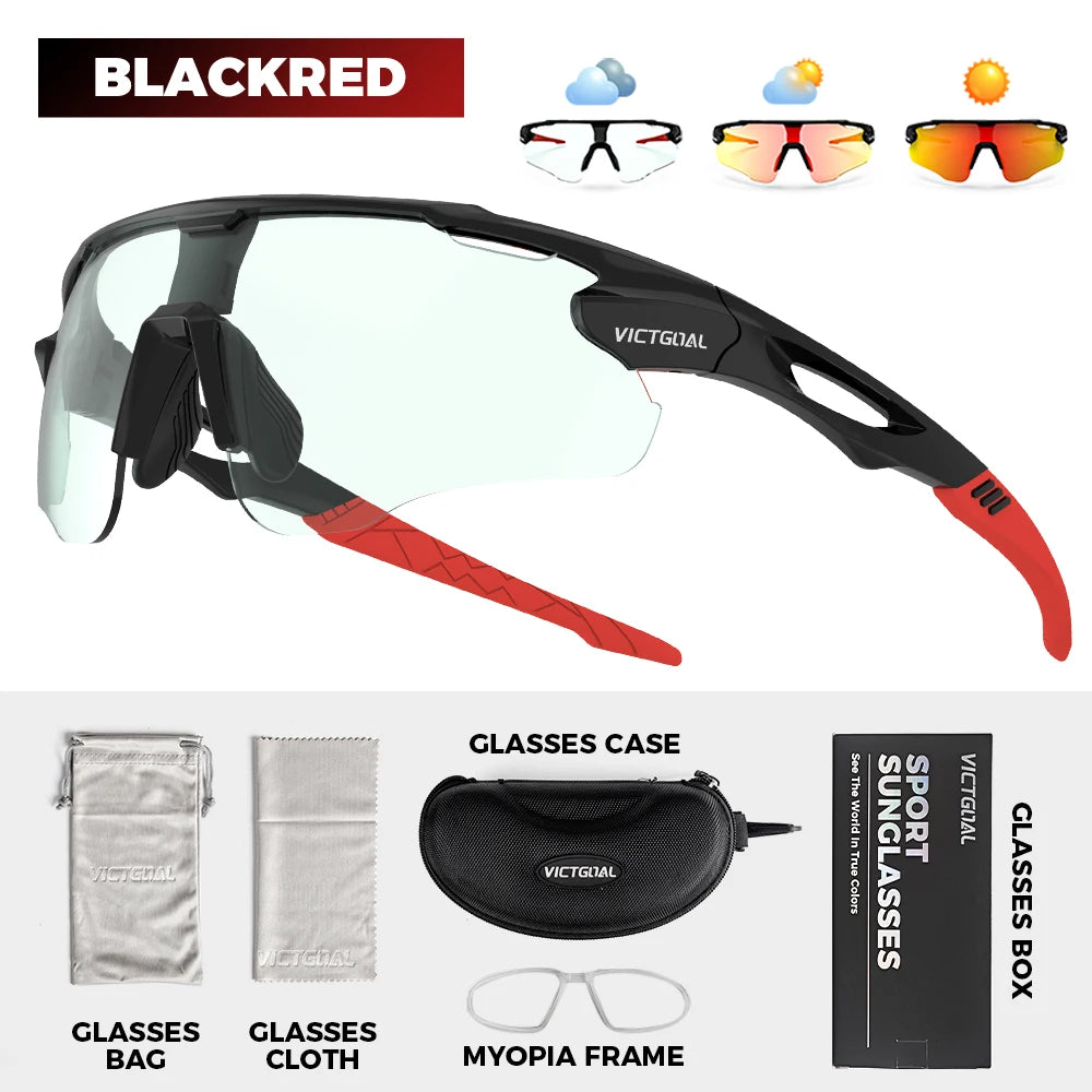 Victgoal Photochromic Cycling Sunglasses UV400 Protection Windproof TR90 Frames