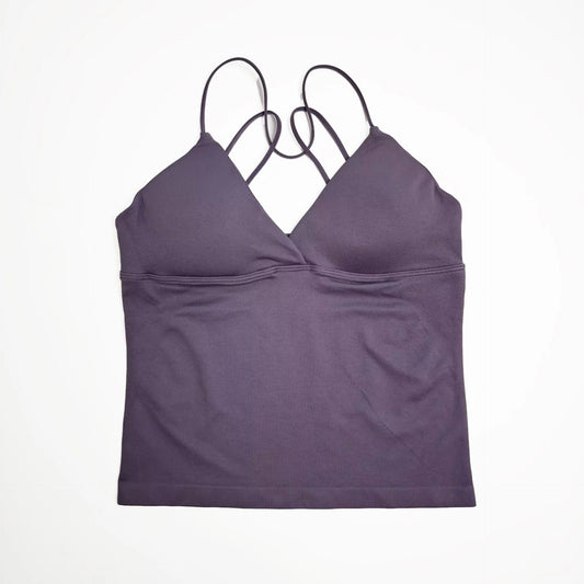 NCLAGEN Women Seamless Twist Front Longline Yoga Workout Tank Top