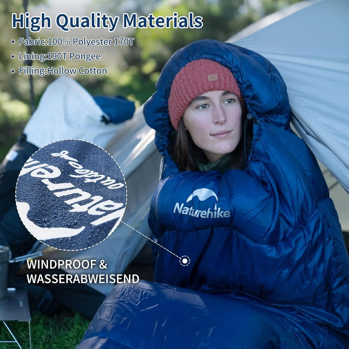 Naturehike Adult Mummy Sleeping Bag Winter Camping Warm Poly Filled