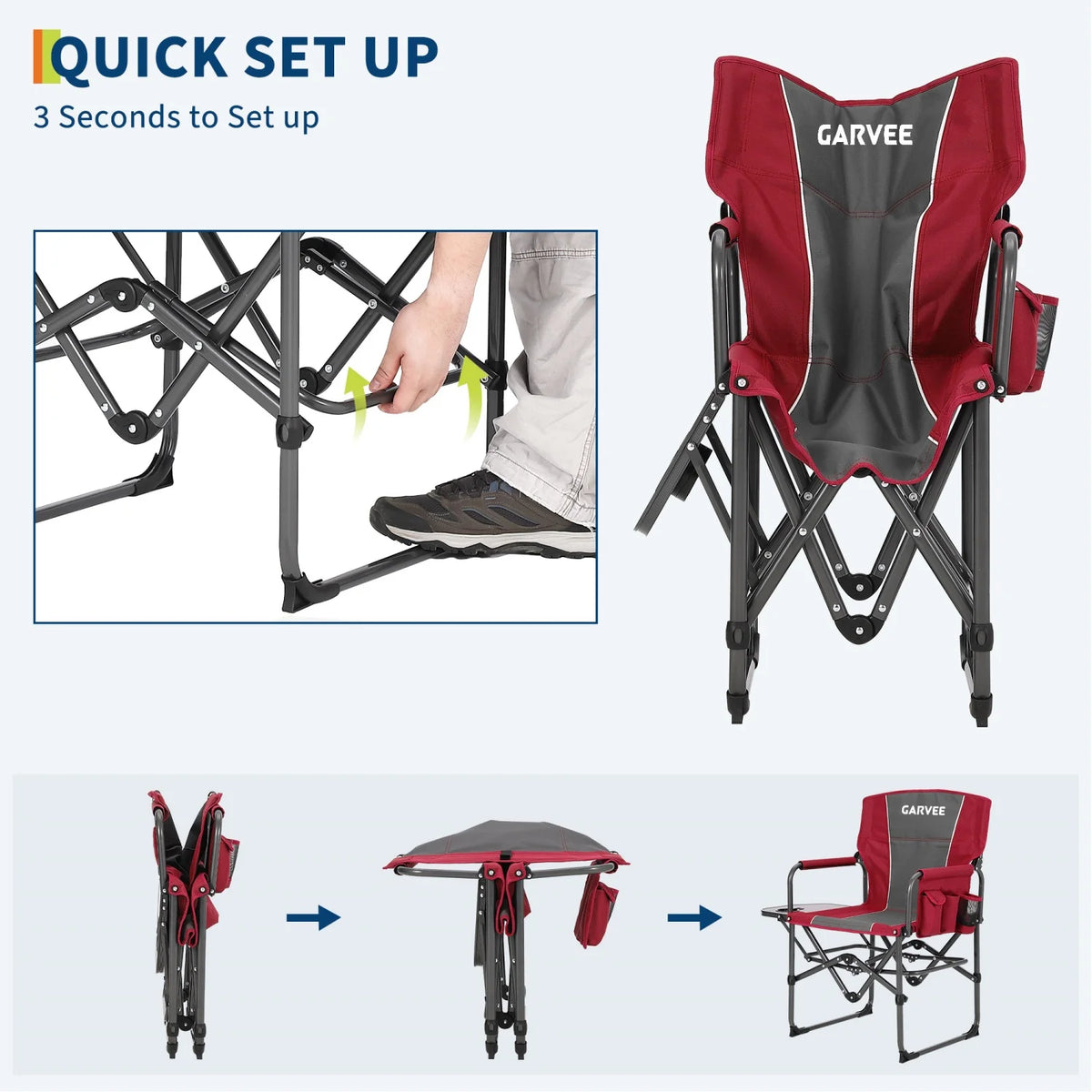 HiMISS Heavy Duty Folding Director Chair With Side Table