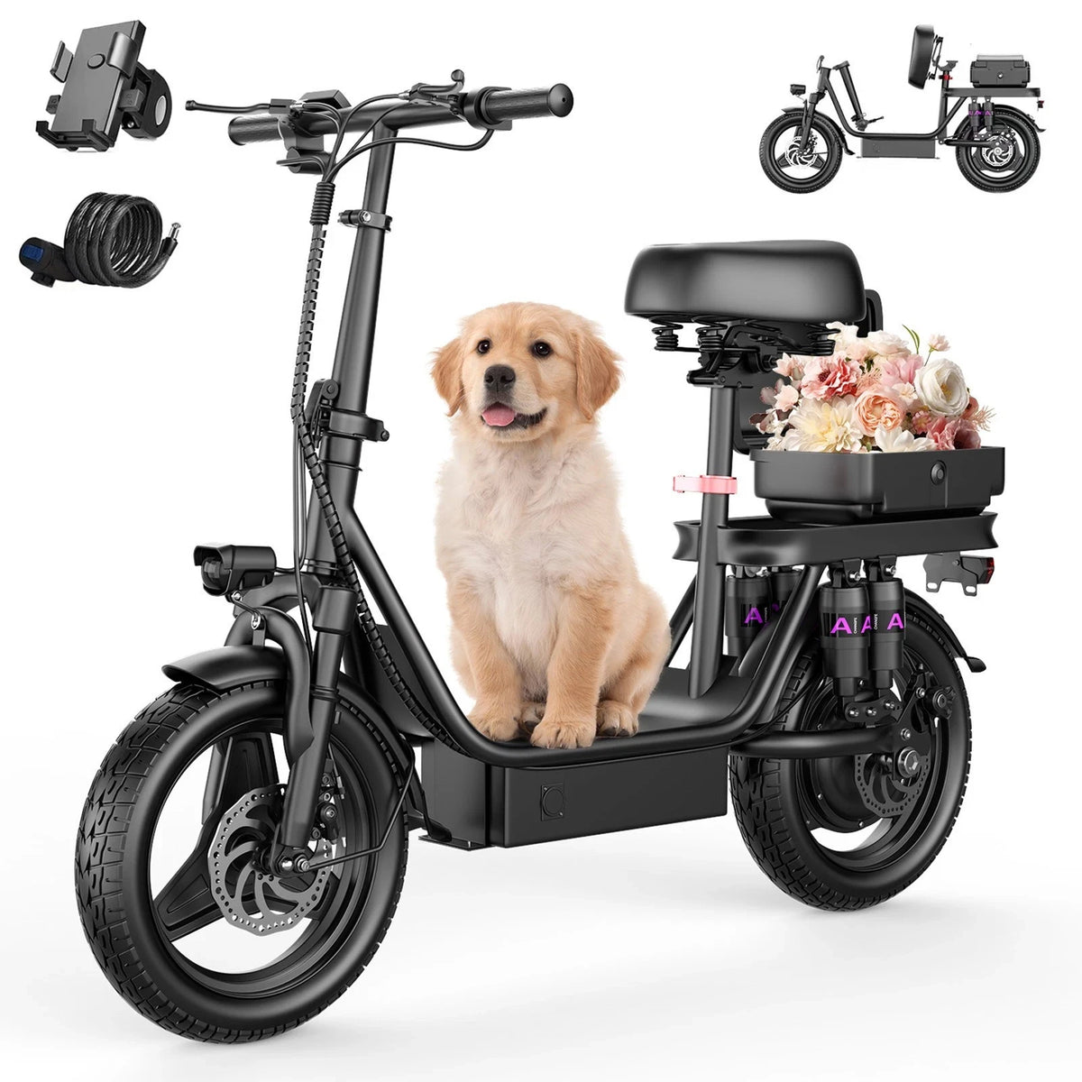 UPlee GQ8 Folding Electric Bike 500W Motor 48V 15Ah Battery
