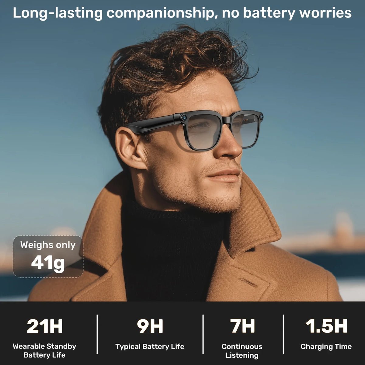 Smart Camera Glasses With 8MP HD Video Bluetooth Translator
