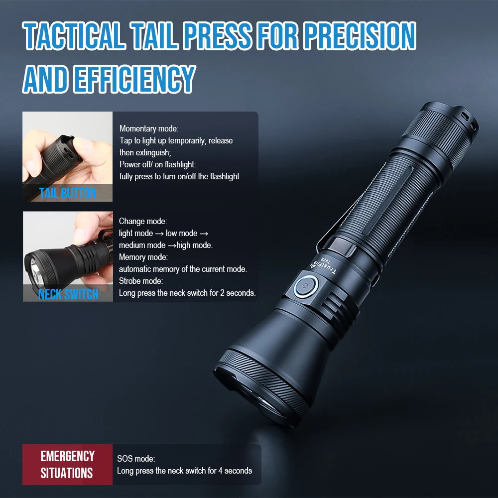 TrustFire T40R Tactical 1800 Lumens Rechargeable Flashlight