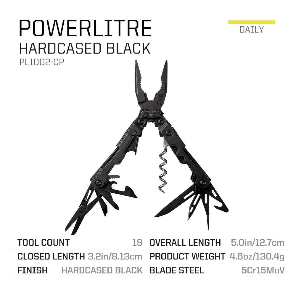 SOG PowerLitre 19 Functions Compact Multitool With Pliers And Corkscrew