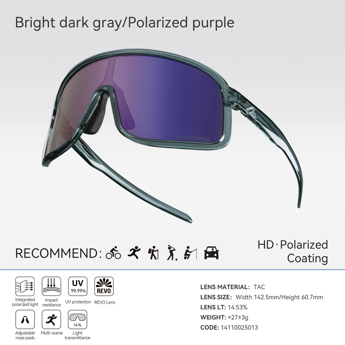 Rockbros Polarized Cycling Sunglasses UV400 Outdoor Sports Eyewear