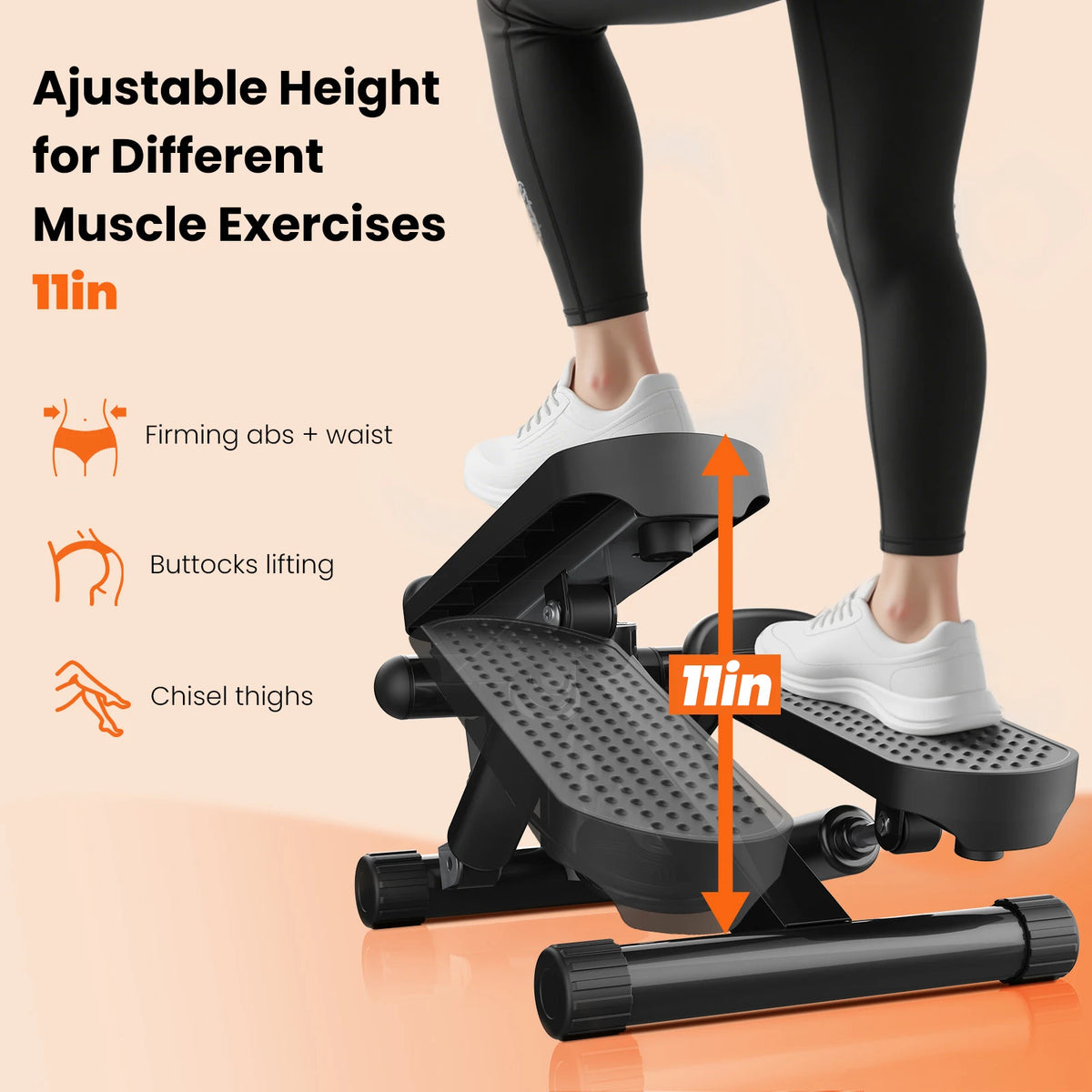 JHK Hydraulic Mini Stepper With Adjustable Resistance Bands