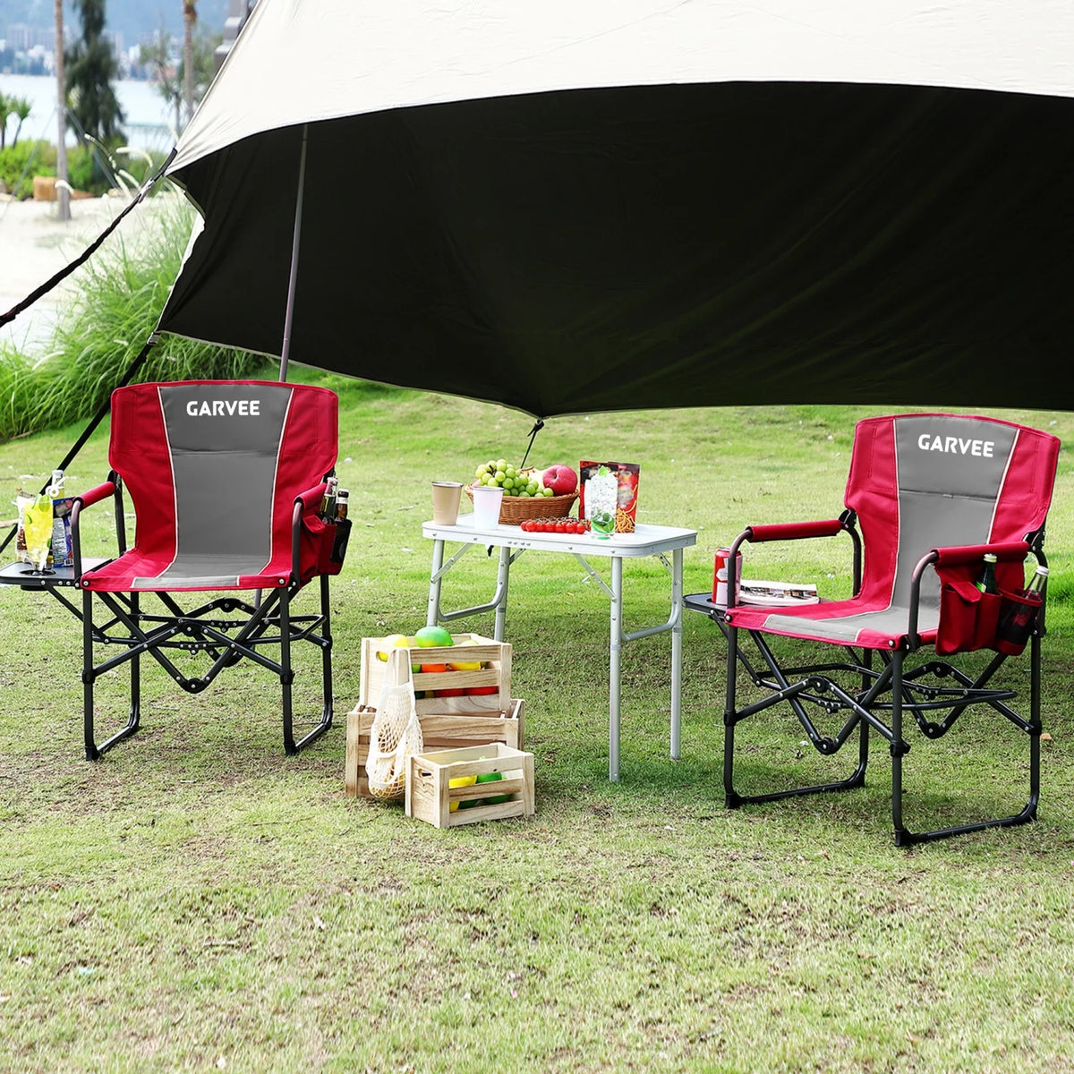 HiMISS Heavy Duty Folding Director Chair With Side Table