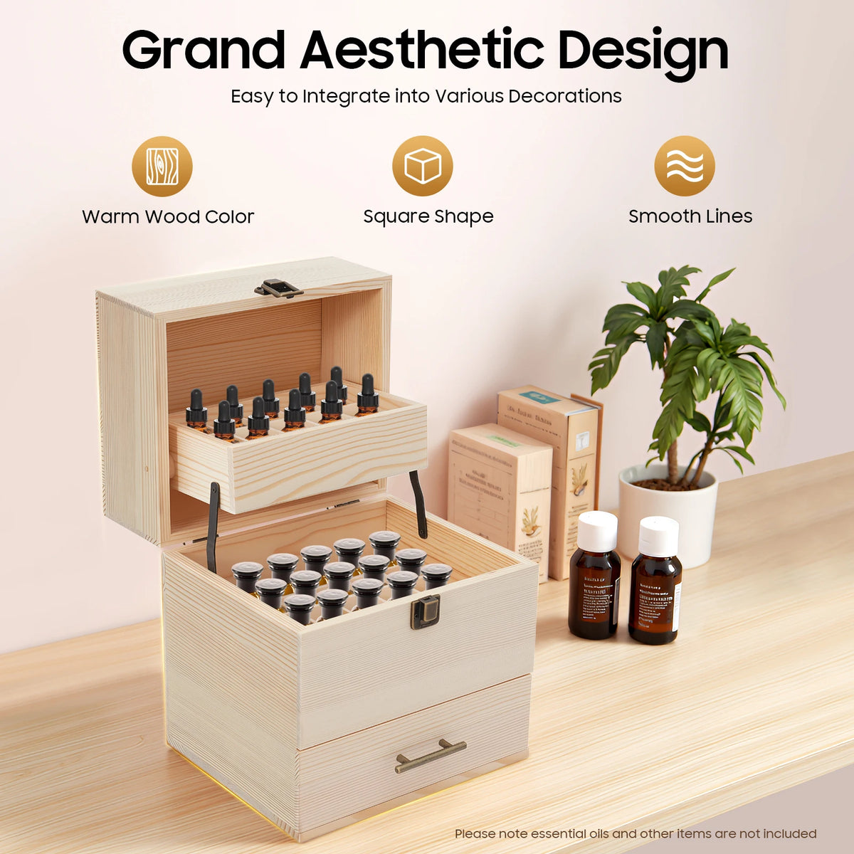 Wooden Essential Oil Storage Box Organizer For Nail Polish Cosmetics