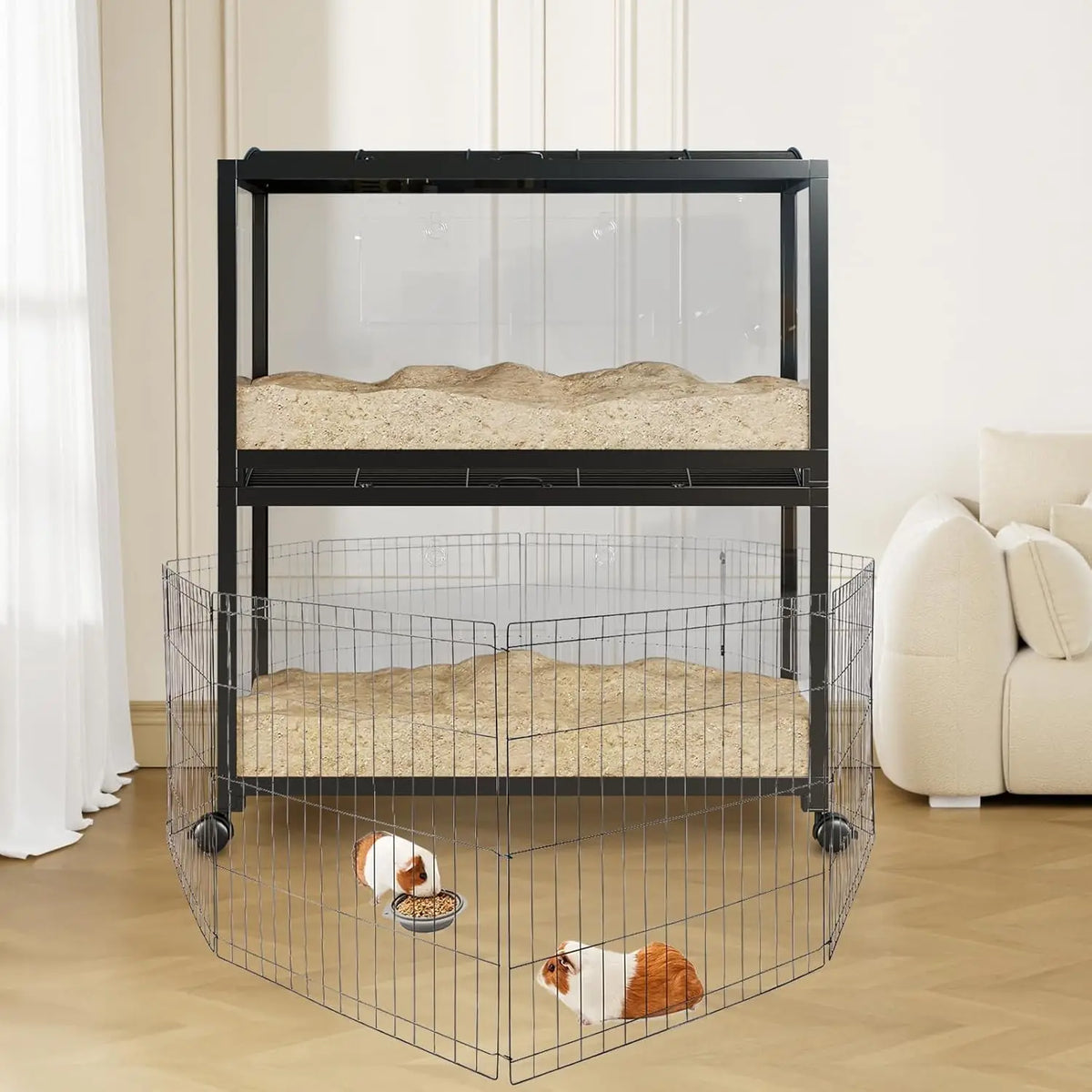 HiMiss Three Tier Hamster Cage With Exercise Wheel And Food Bowl