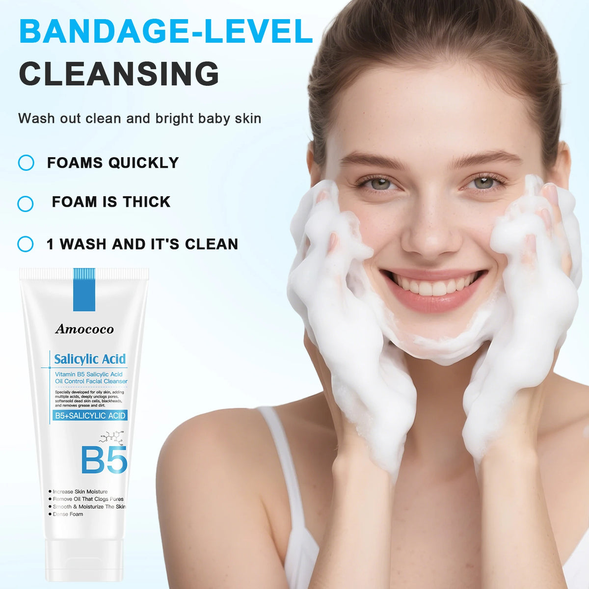 Amococo Salicylic Acid B5 Deep Pore Face Cleanser Oil Control