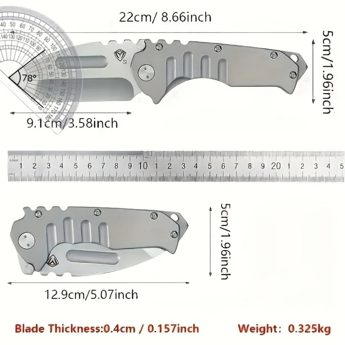 HX Outdoors D2 Steel Tactical Folding Knife All Steel Handle