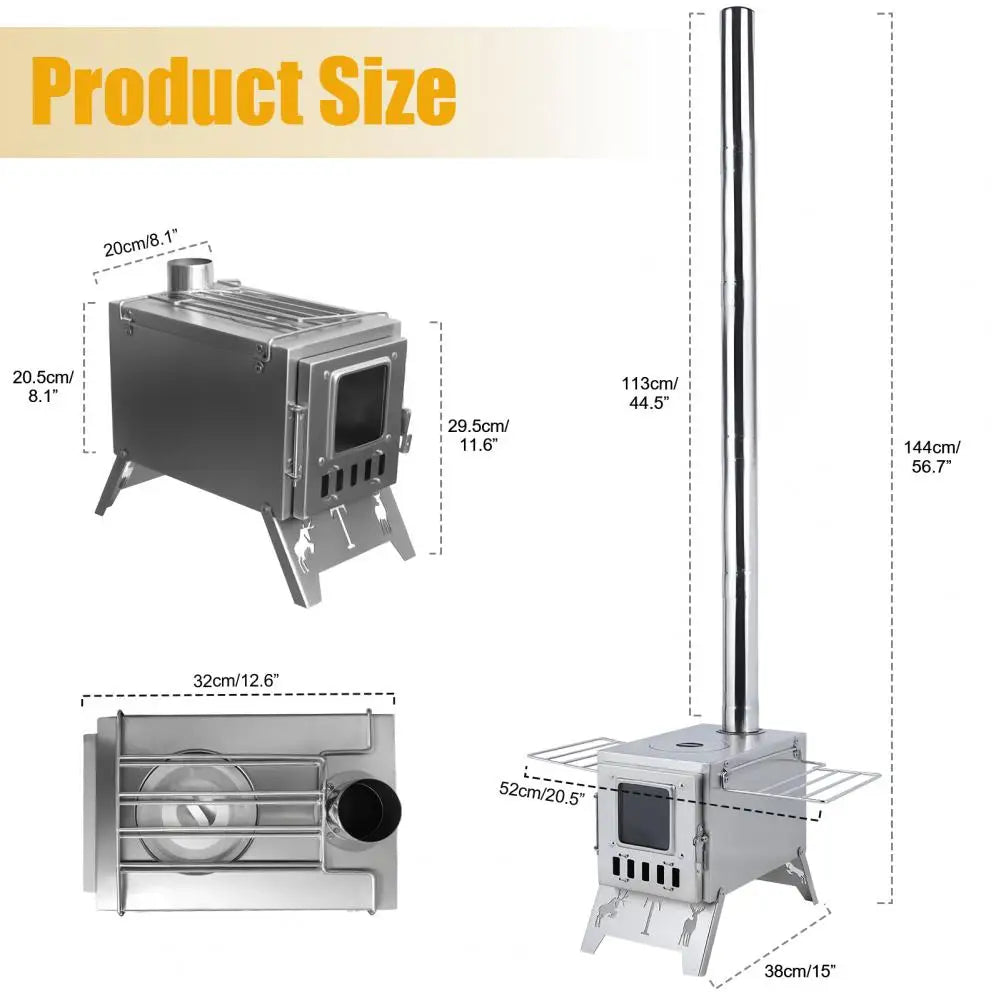 Stainless Steel Wood Burning Stove For Hot Tent Heating Cooking