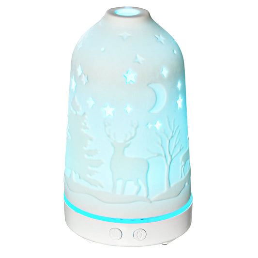 Ultrasonic Aromatherapy Diffuser With Ceramic Cover And Led Lights
