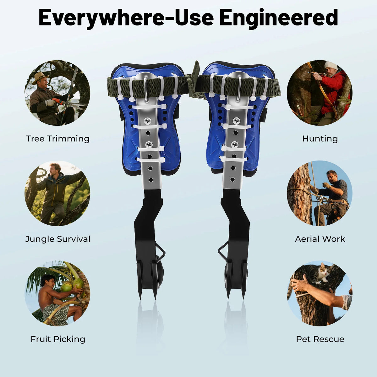 Heavy Duty Steel Tree Climbing Spike Safety Gear Set