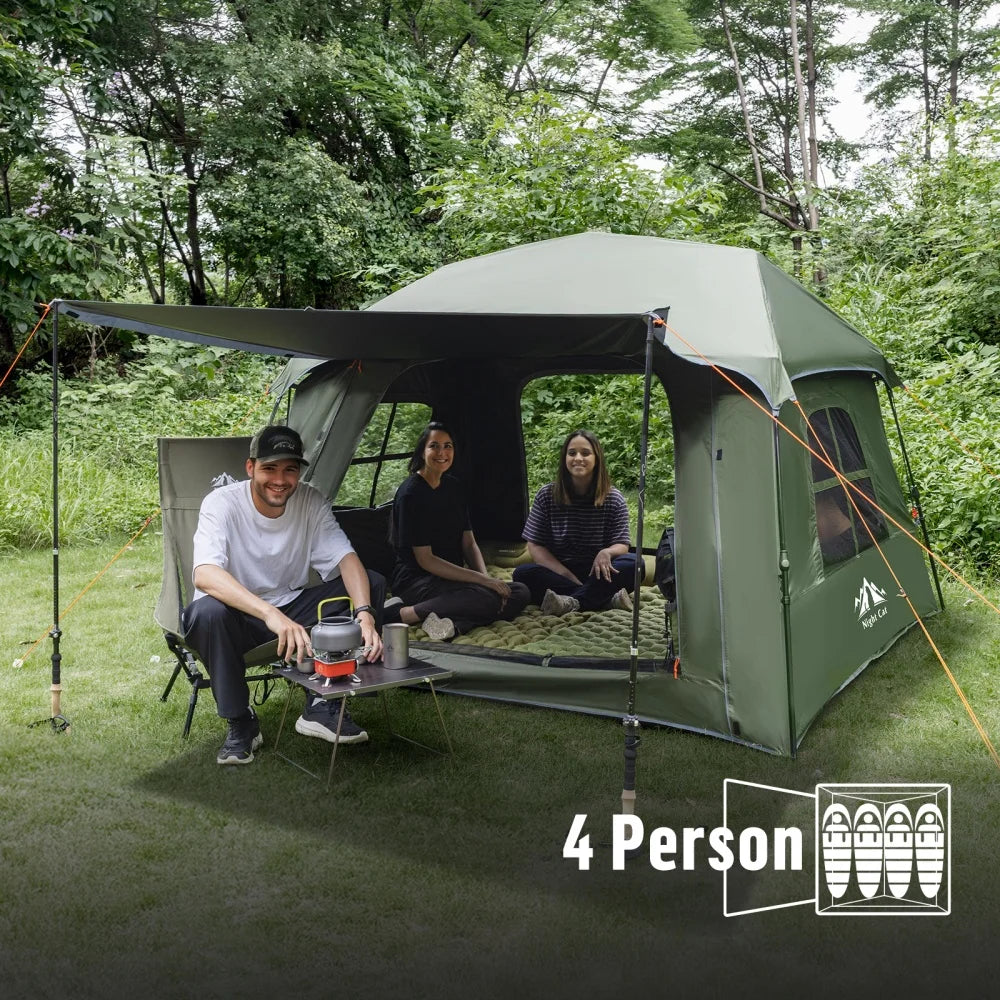 Night Cat 4 Person Blackout Pop Up Waterproof Camping Tent