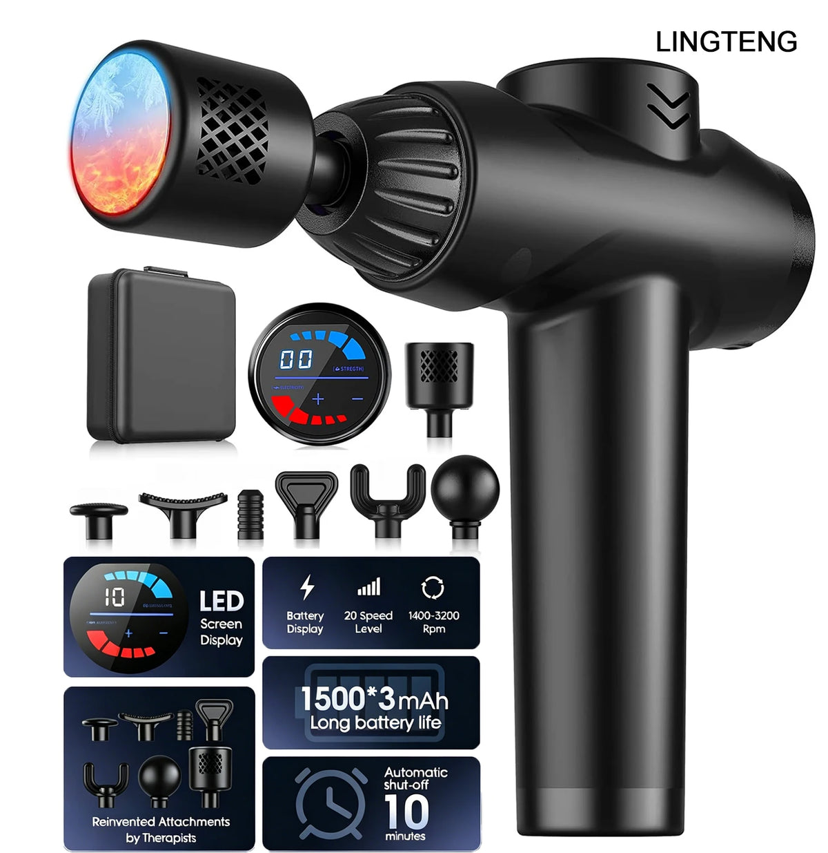 Lingteng Hot Cold Deep Tissue Percussion Handheld Massage Gun